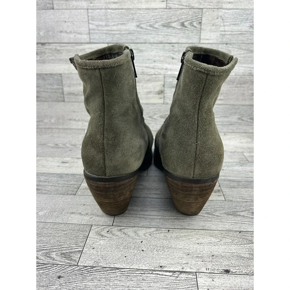 Born‎ Tarkiln Olive Green Suede Slouch Ankle Boots Men Size 9M Wood Block Heel